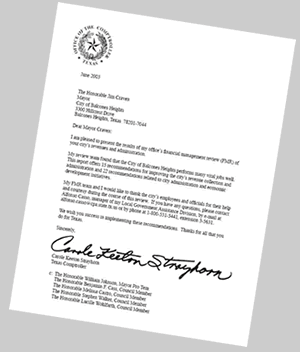 State Comptroller's Letter